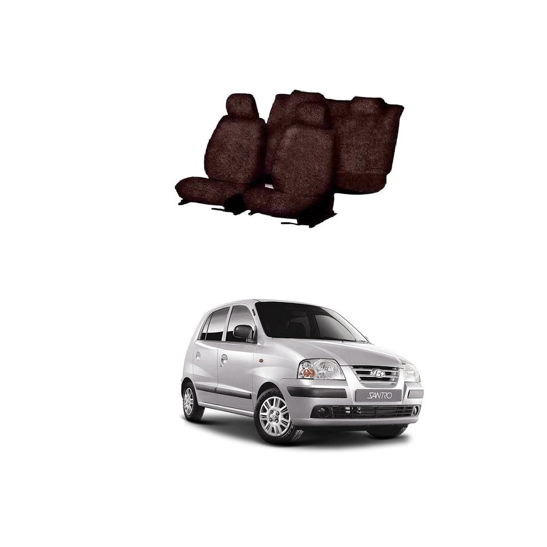 Cotton Towel Car Seat Cover for Hyundai Santro (Coffee)